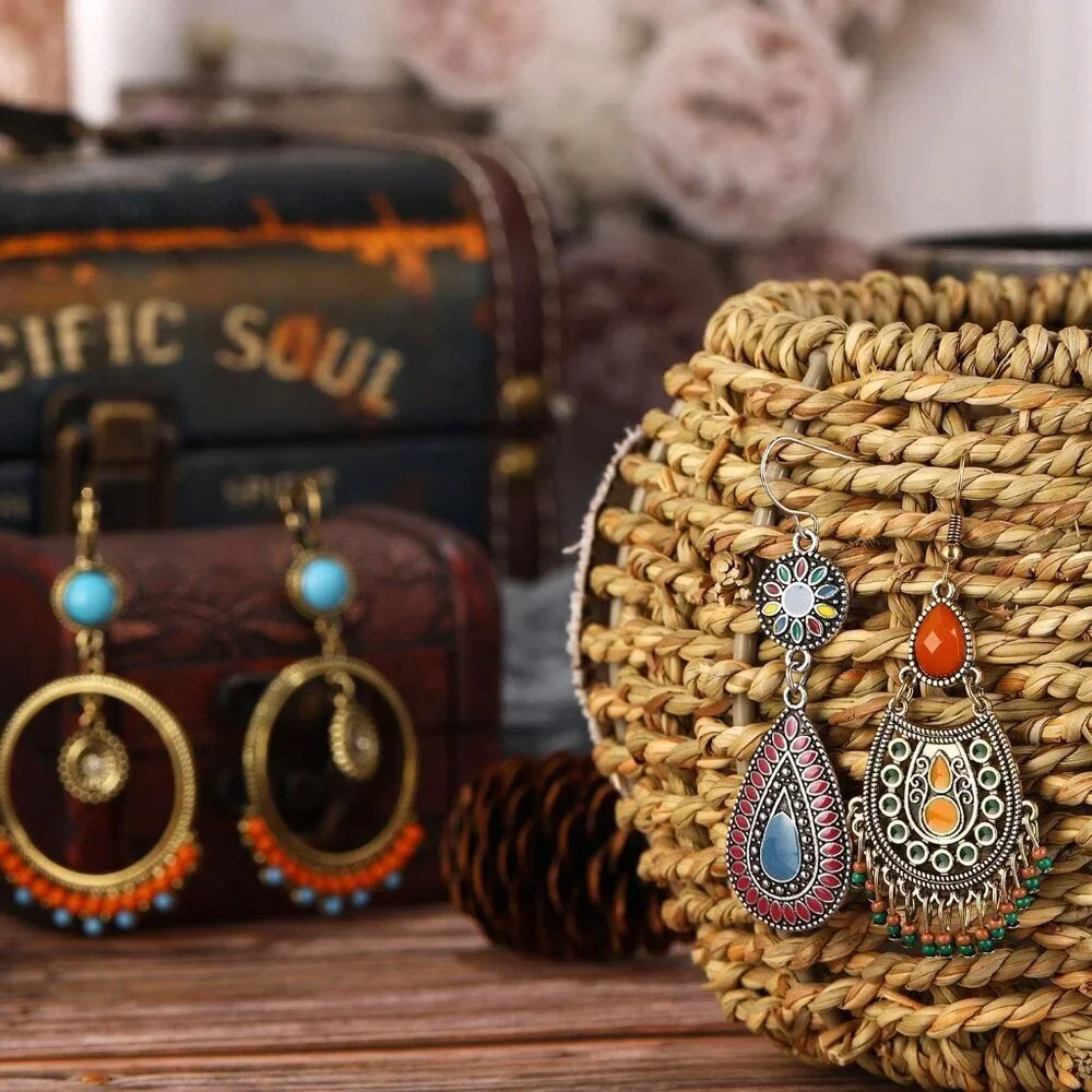 8 Pairs Boho Earrings for Women Vintage Dangle Drop Jewelry Gift Set - Picture 5 of 6